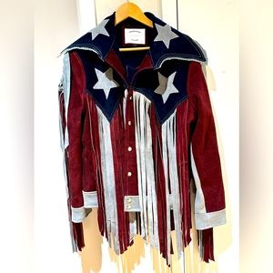Understated Leather Fringe America Hippie Jacket